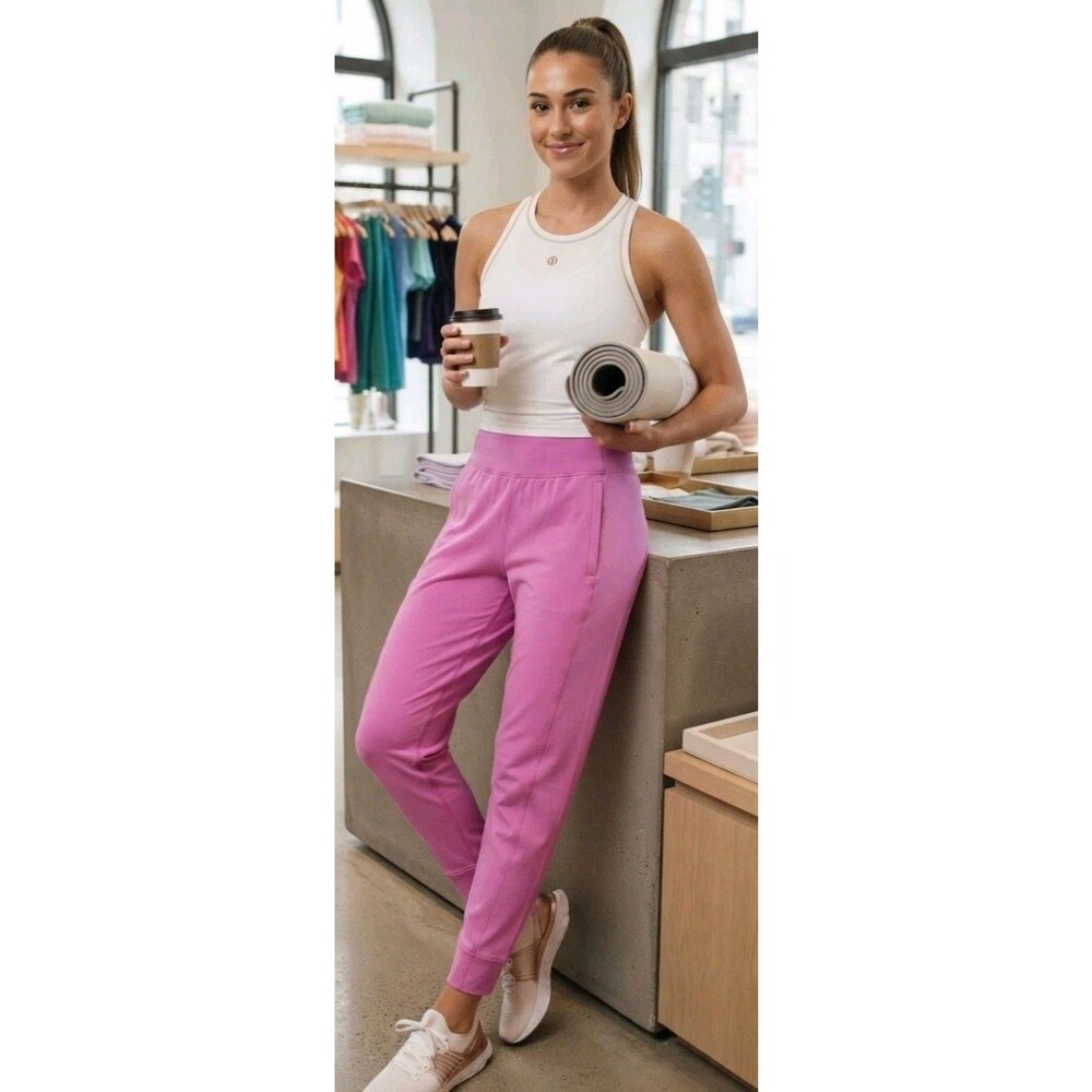 Lululemon Jogger Lounge Drawstring Casual Pants Comfy Bright Pink Size 4 (726)
